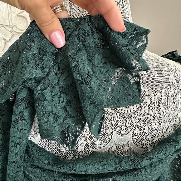 Anthropologie Long Sleeve Green 100% Lace Top Size Medium - Picture 9 of 16